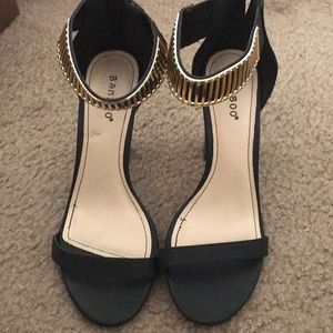 Black and Gold 4 inch Bamboo Heels